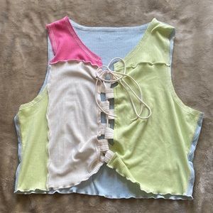 color block Y2K sleeveless top